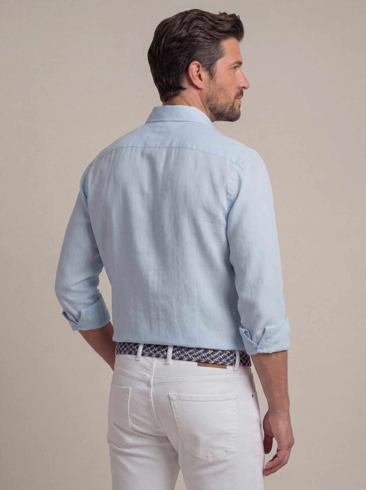Gomera Slub Sky Solid Full Sleeve Tailored Fit Casual Cotton Shirt