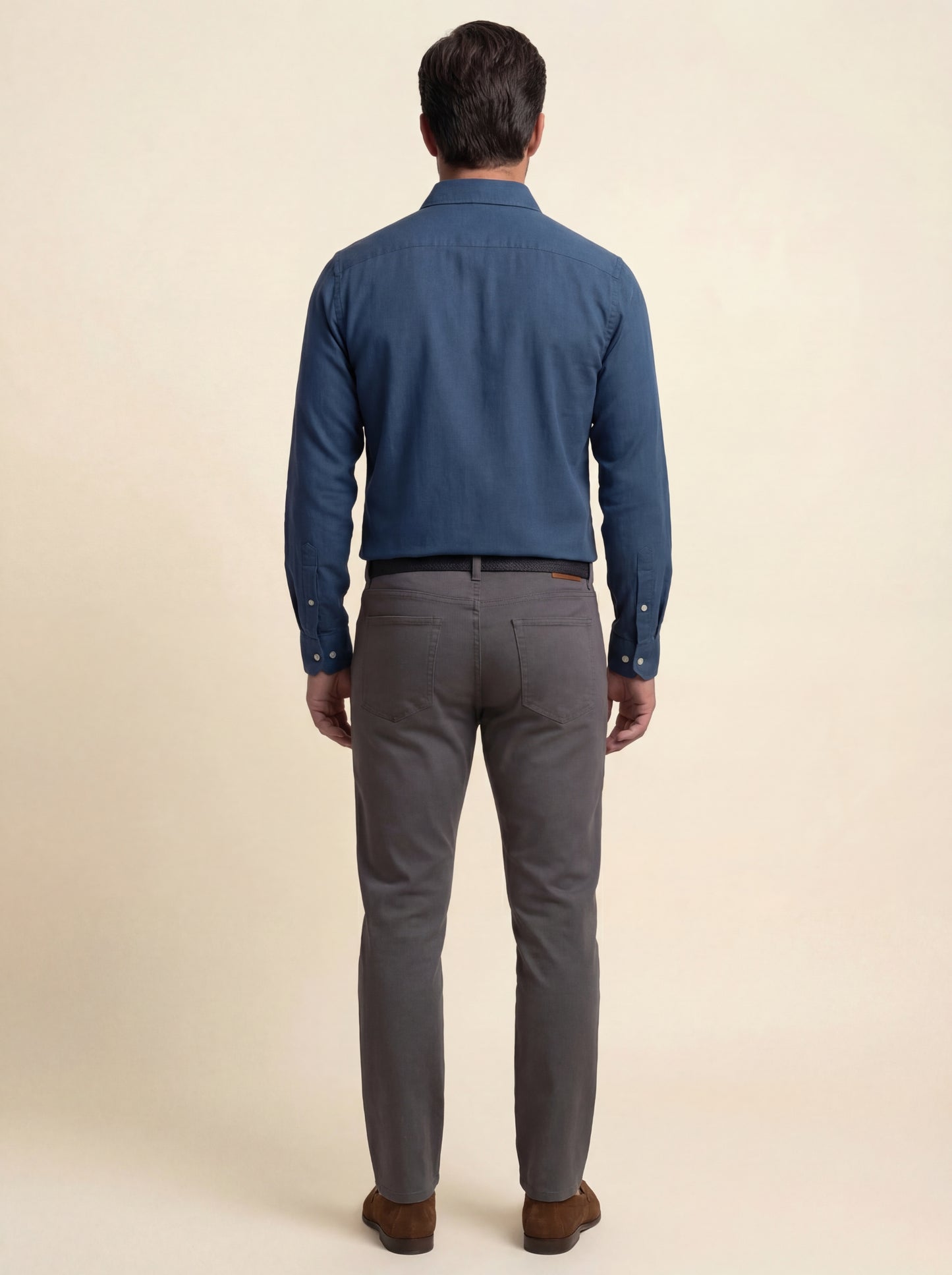 Starka Dobby Garment Dyed Blue Full Sleeve Tailored Fit Casual Cotton Shirt