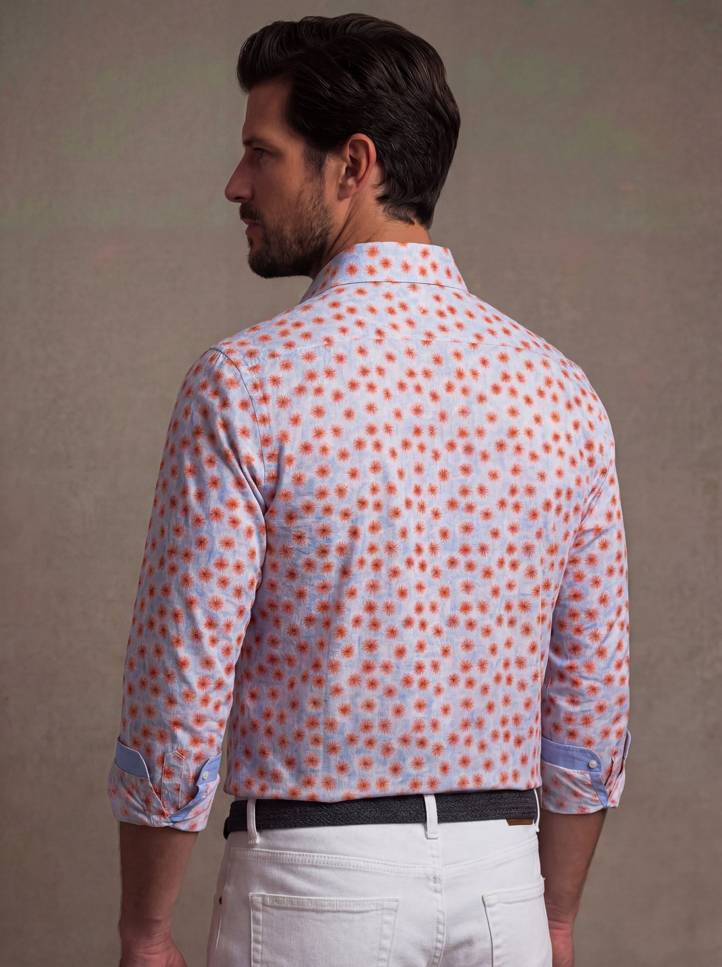 Ruben Coral Printed Full Sleeve Tailored Fit Casual Cotton Shirt