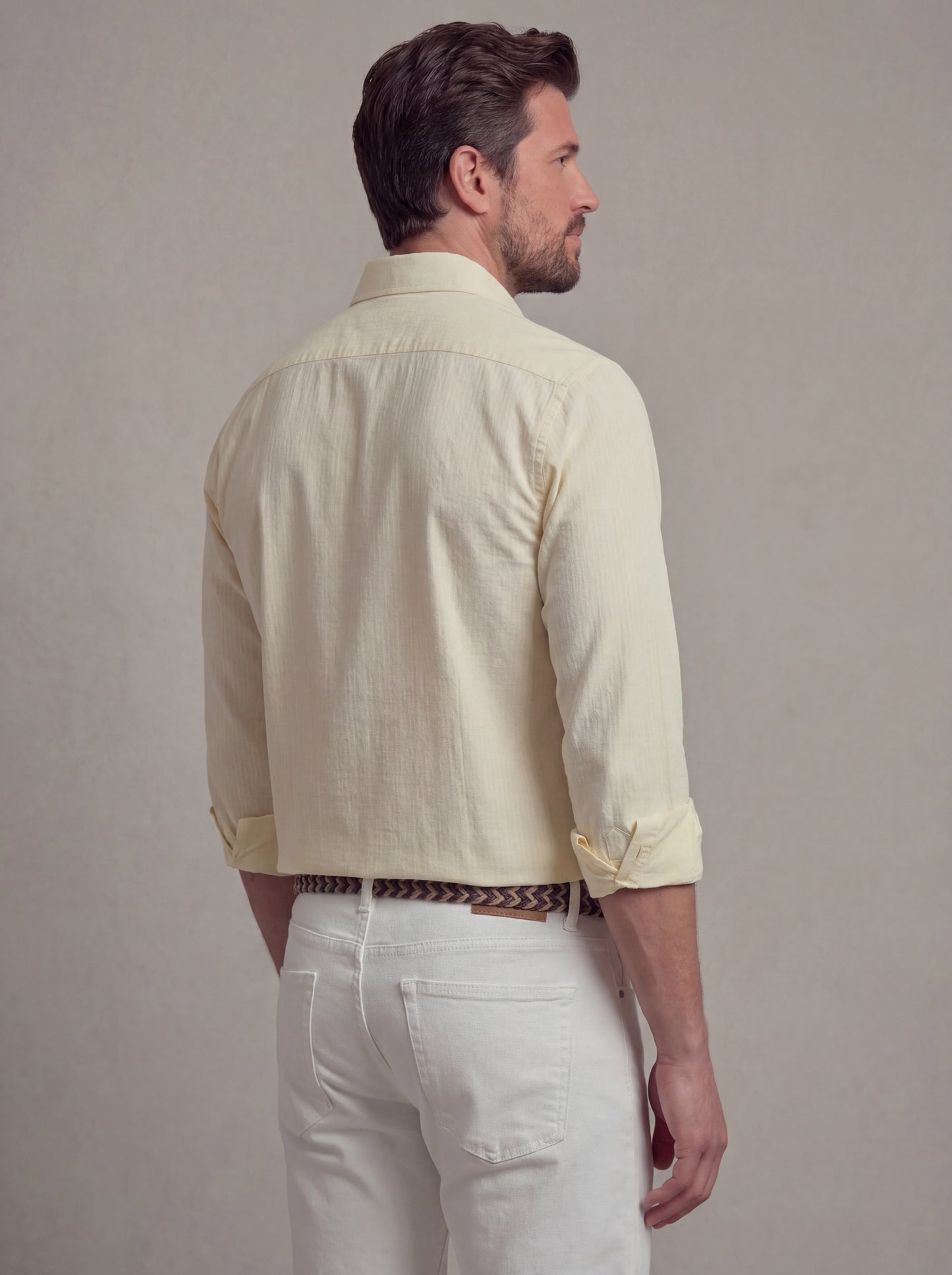 Achill Seersucker Yellow Solid Full Sleeve Tailored Fit Casual Cotton Shirt