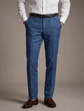 Positano Blue Tailored Fit Pure Linen Trouser