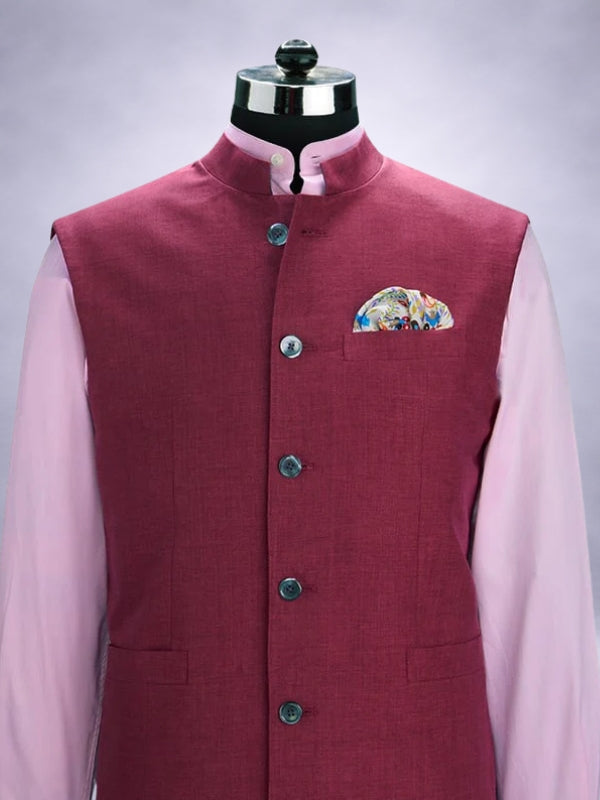 Positano Wine Pure Linen Sleeveless Jodhpuri