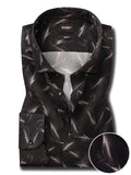 Silvano Black Printed Full Sleeve Single Cuff Slim Fit Party Wear Viscose Shirt
