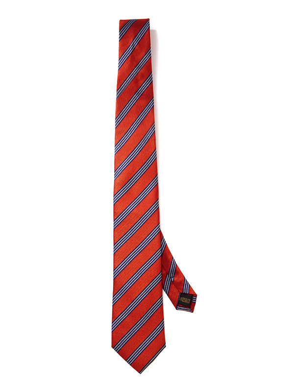 Sicilia Striped Dark Orange Silk Tie