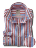 Saka Slub Rust Striped Full Sleeve Tailored Fit Casual Cotton Shirt
