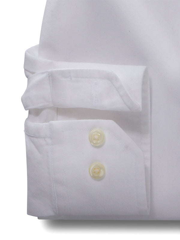 Enzo Twill Garment Dyed White Solid Full Sleeve Tailored Fit Casual Cotton Shirt