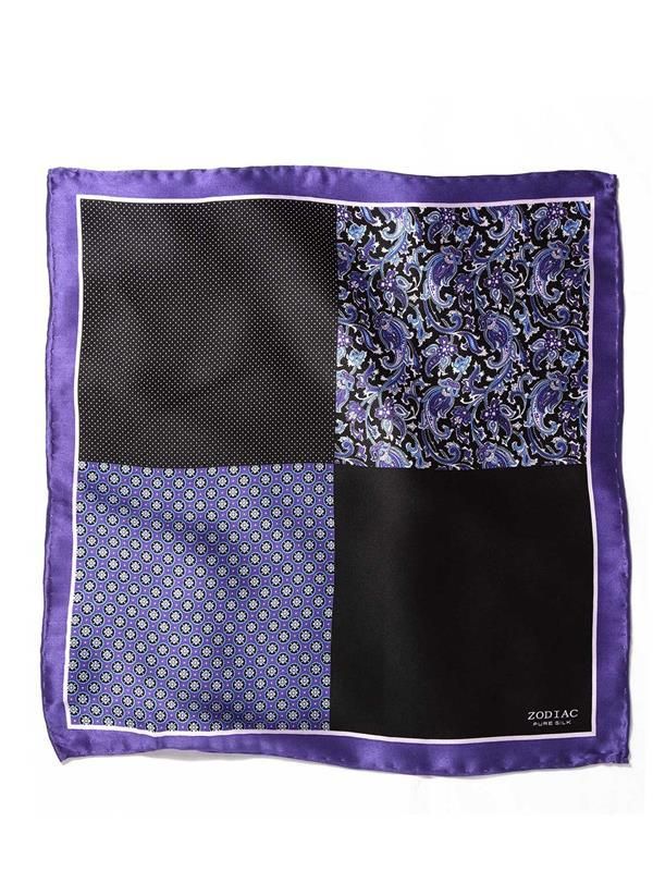 Purple/ Multi 4-in-1 Silk Pocket Square