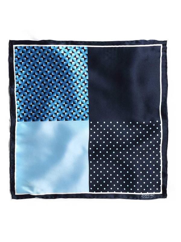 Blue/ Multi 4-in-1 Silk Pocket Square