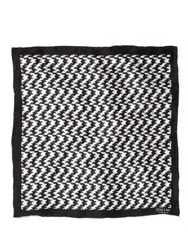 Black/ White All Over Silk Pocket Square