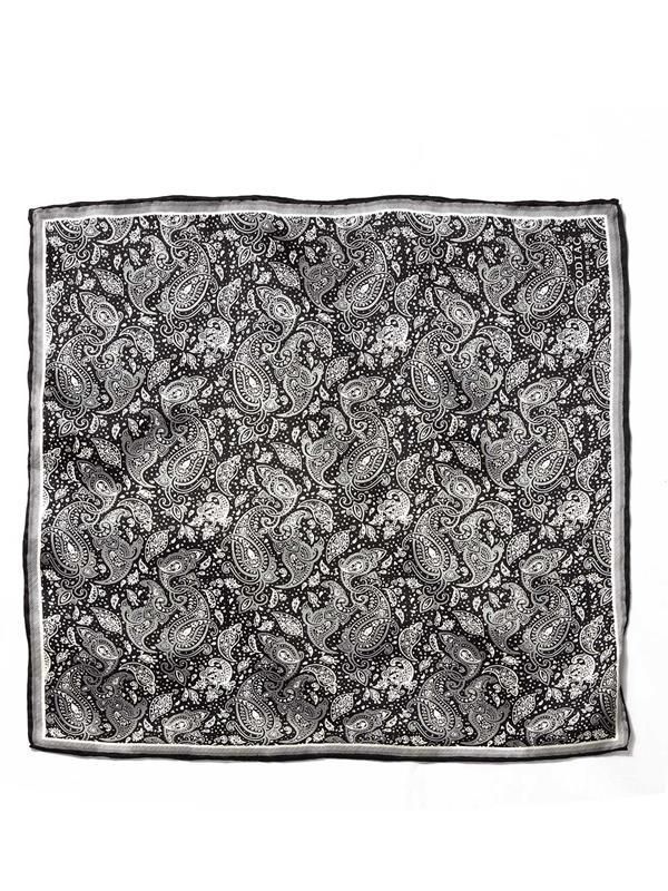 Black Paisley Silk Pocket Square
