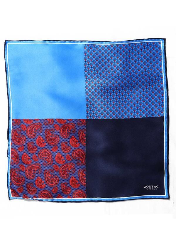 Blue/ Multi 4-in-1 Silk Pocket Square