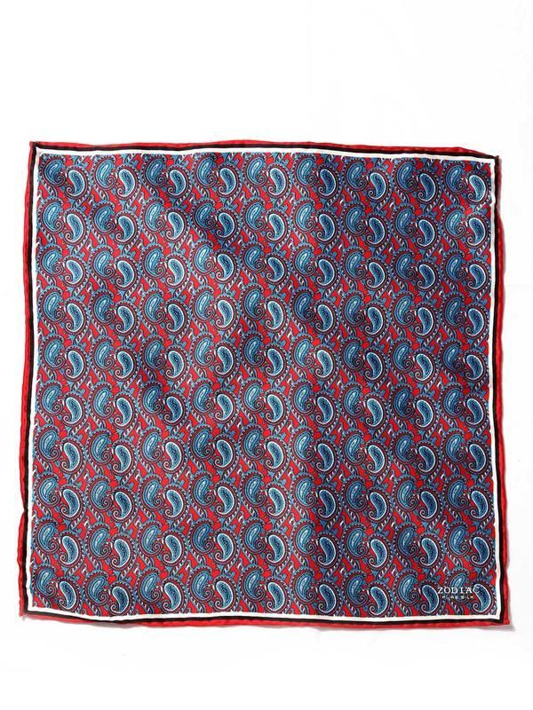 Dark Red Paisley Silk Pocket Square