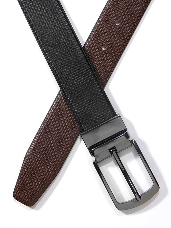 Black/ Brown Reversible Plain Leather Belt