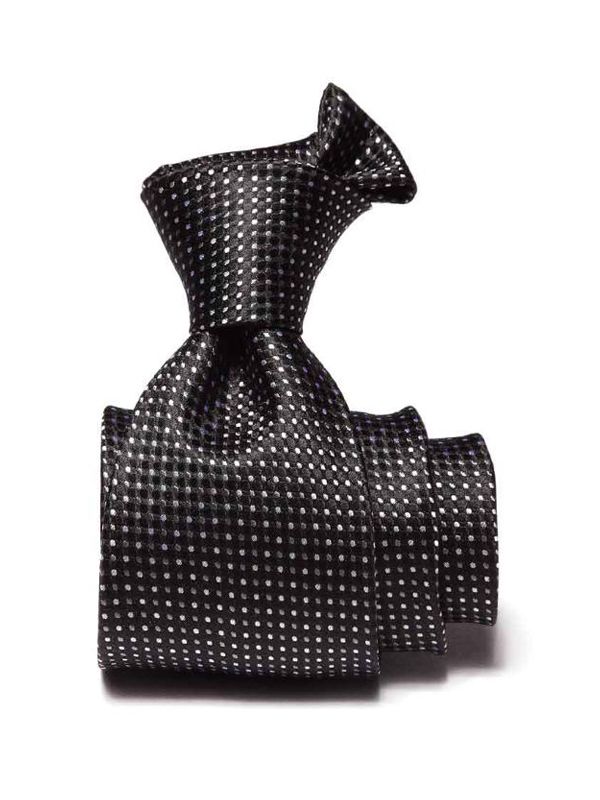 Campania Structure Black & White Silk Tie