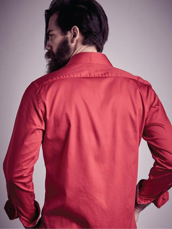 Capstan Red Solid Full Sleeve Single Cuff Slim Fit Party Wear Blended Shirt