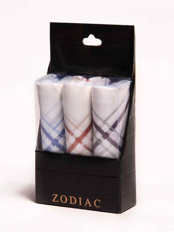 White handkerchief with a colour border - 3 pcs pack