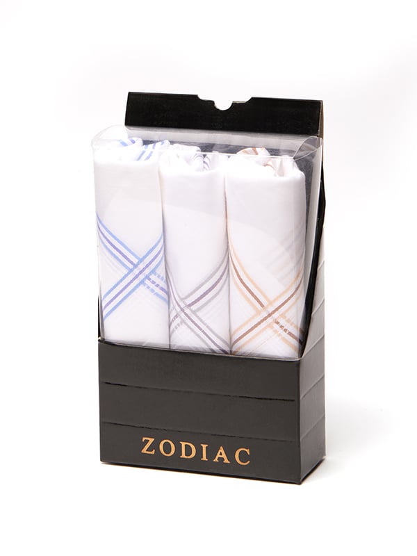 White Handkerchief With A Colour Border – 3 piece pack