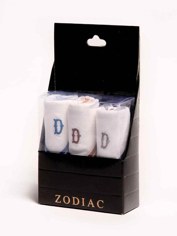 Initial "D" White handkerchief with a colour border - 3 pcs pack