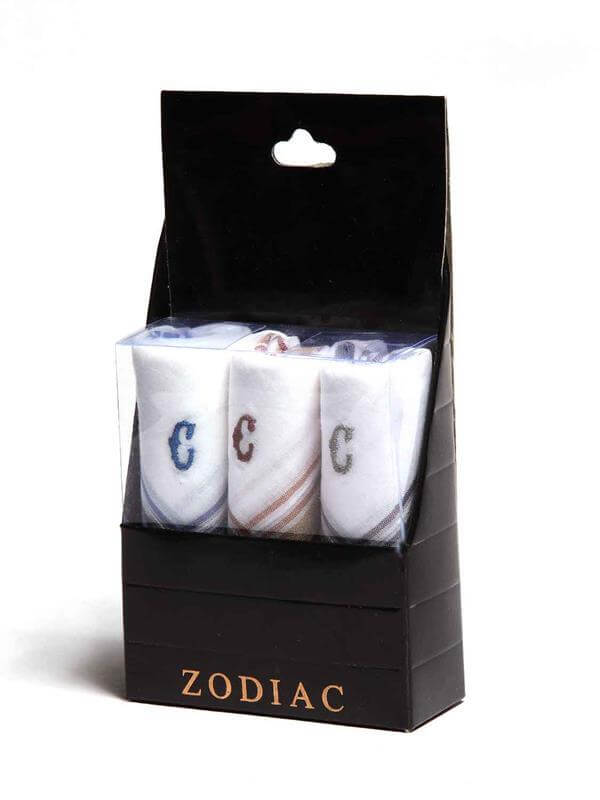 Initial "C" White handkerchief with a colour border - 3 pcs pack
