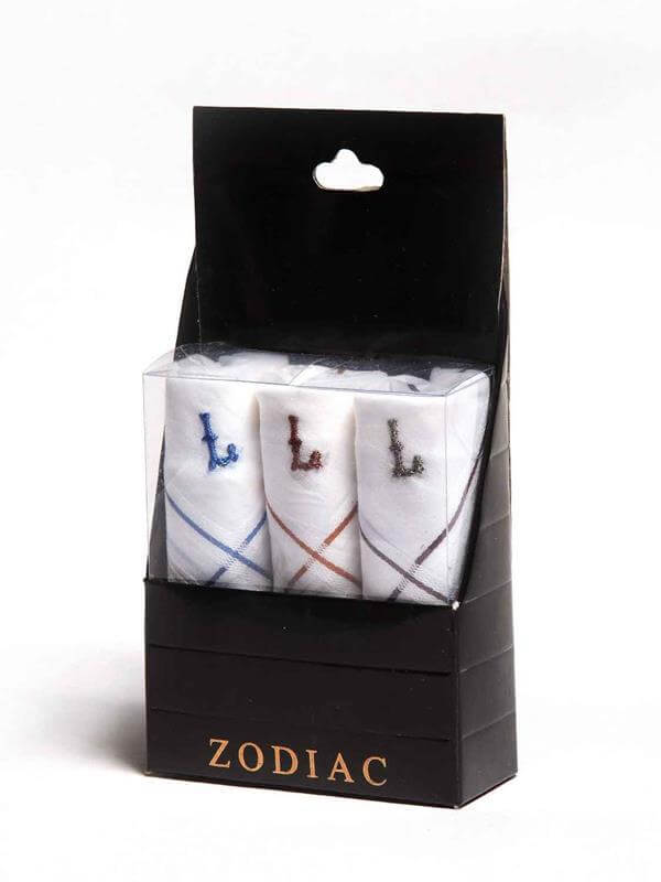 Initial "L" White handkerchief with a colour border - 3 pcs pack