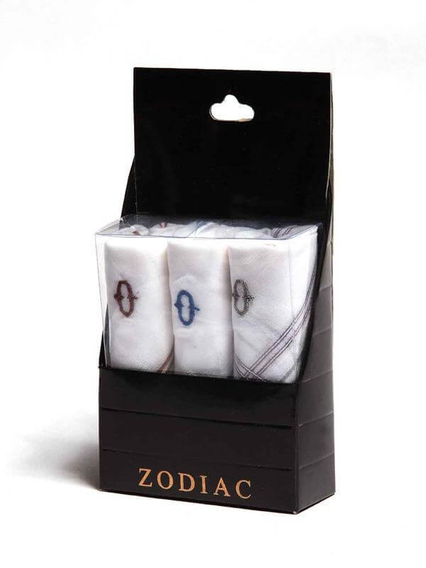 Initial "O" White handkerchief with a colour border - 3 pcs pack