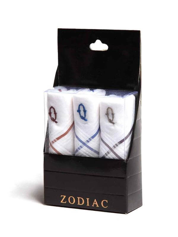 Initial "Q" White handkerchief with a colour border - 3 pcs pack