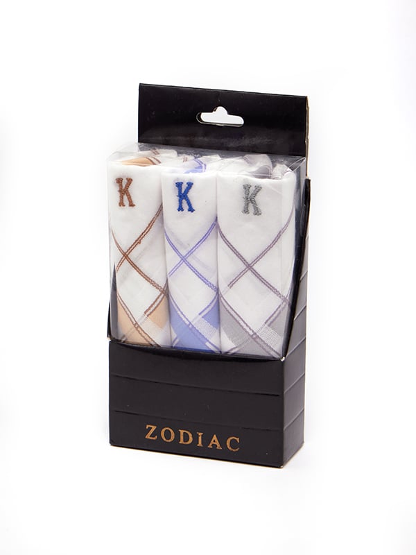 Initial “K” White Handkerchief With A Colour Border – 3 piece pack