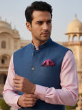 Positano Blue Pure Linen Sleeveless Jodhpuri