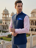Biella Blue Pure Wool 130's Sleeveless Jodhpuri