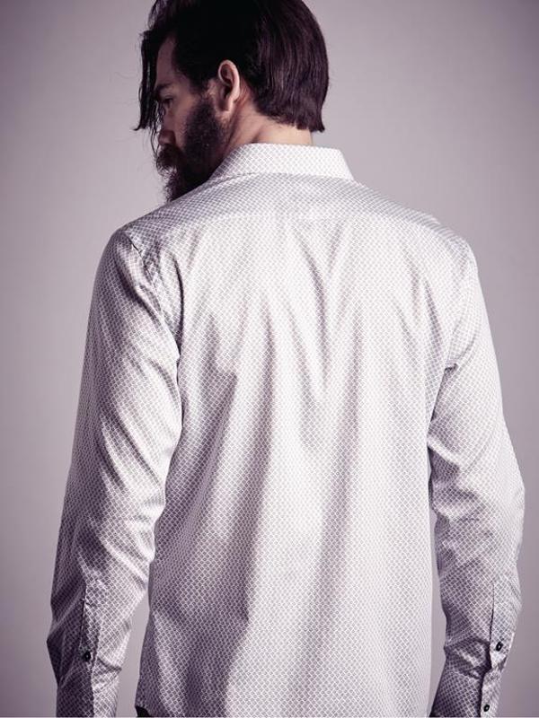 Nemo White Printed Full Sleeve Single Cuff Slim Fit Party Wear Blended Shirt