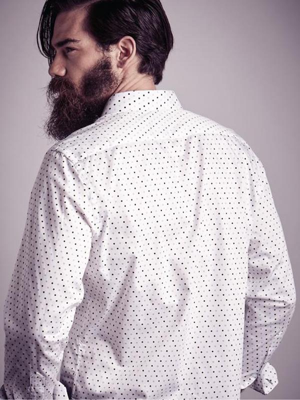 Noya White Printed Full Sleeve Single Cuff Slim Fit Party Wear Blended Shirt