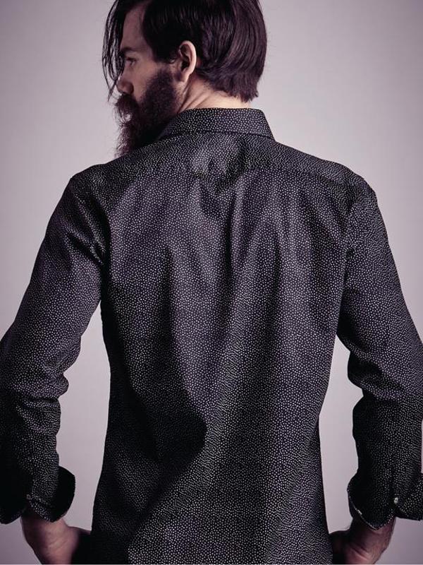 Pacha Black Printed Full Sleeve Single Cuff Slim Fit Party Wear Blended Shirt