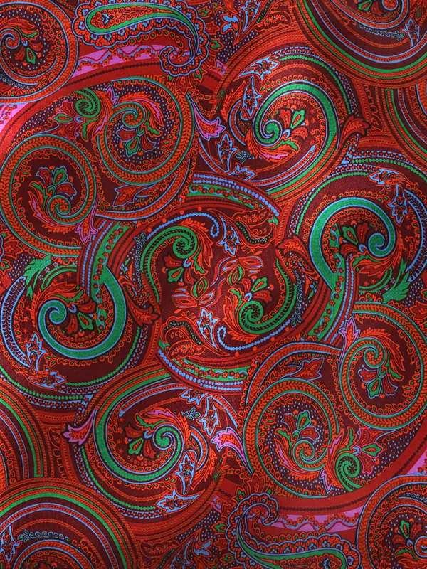 Maroon/ Red Paisley Silk Pocket Square