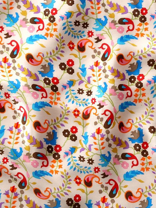 Cream Paisley Silk Pocket Square