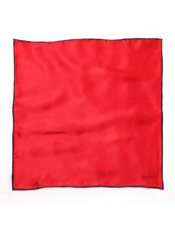 Red/ Navy Solid Silk Pocket Square