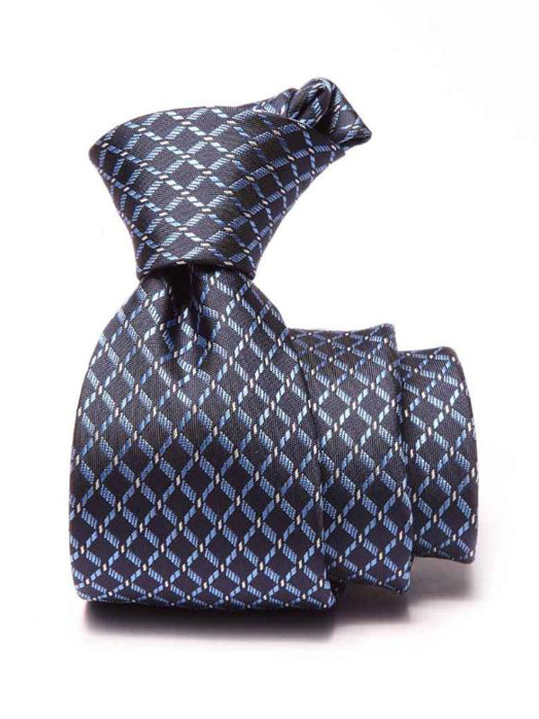 Savona Check Dark Blue Microfibre Tie