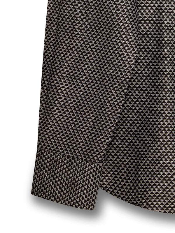 Alba Black Printed Full Sleeve Single Cuff Slim Fit Party Wear Blended Shirt
