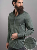 Aztec Green Printed Full Sleeve Single Cuff Slim Fit Party Wear Cotton Shirt