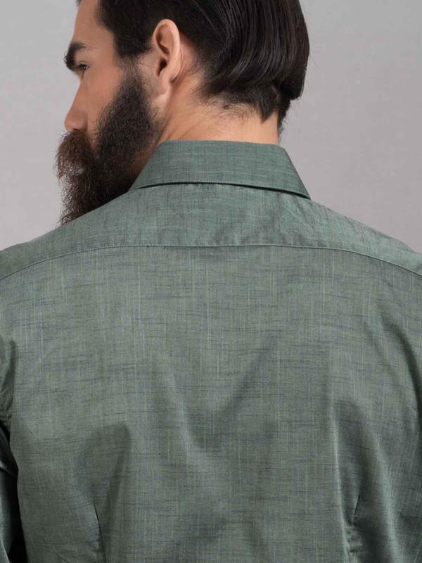 Aztec Green Printed Full Sleeve Single Cuff Slim Fit Party Wear Cotton Shirt