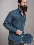 Aztec Teal Printed Full Sleeve Single Cuff Slim Fit Party Wear Cotton Shirt