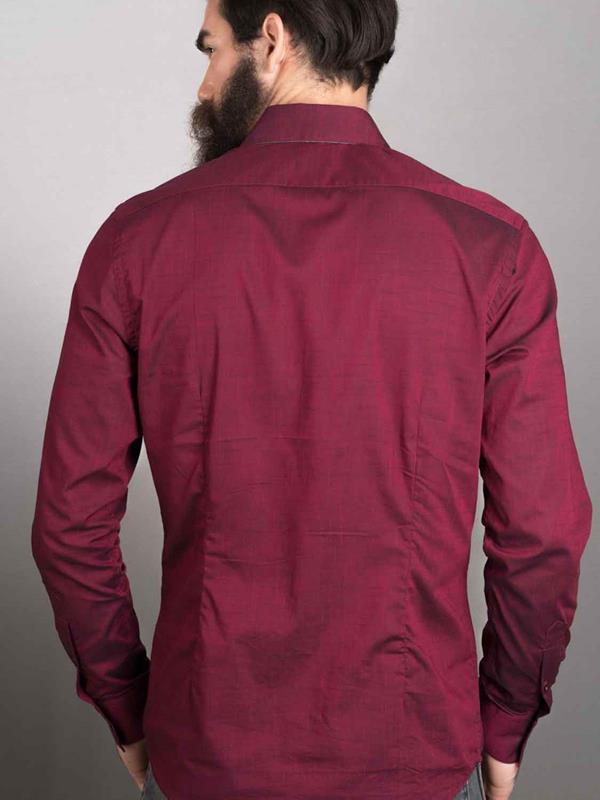 Aztec Wine Printed Full Sleeve Single Cuff Slim Fit Party Wear Cotton Shirt