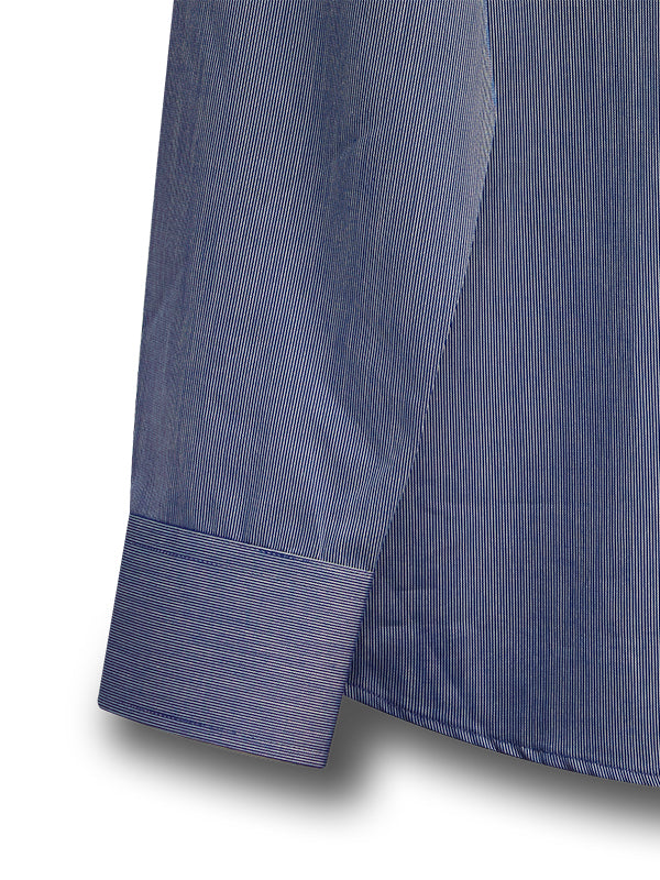 Baxter Striped Navy Full Sleeve Single Cuff Slim Fit Party Wear Cotton Shirt