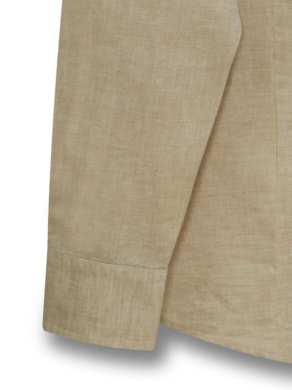 Benicio Sand Solid Full Sleeve Single Cuff Slim Fit Party Wear Blended Shirt