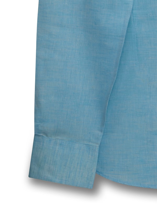 Benicio Turquoise Solid Full Sleeve Single Cuff Slim Fit Party Wear Blended Shirt