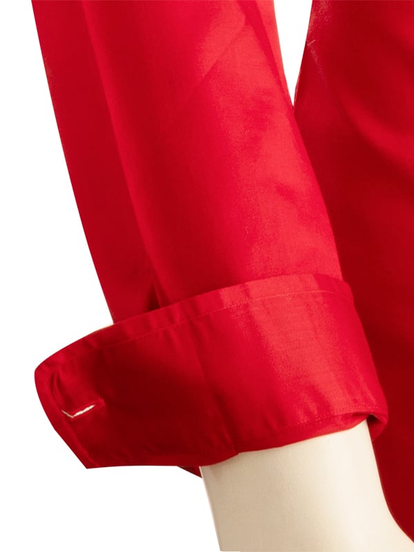 Bercy Red Solid Full Sleeve Single Cuff Slim Fit Party Wear Blended Shirt