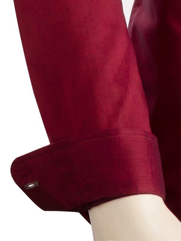 Brooklyn Burgundy Solid Full Sleeve Single Cuff Slim Fit Party Wear Cotton Shirt