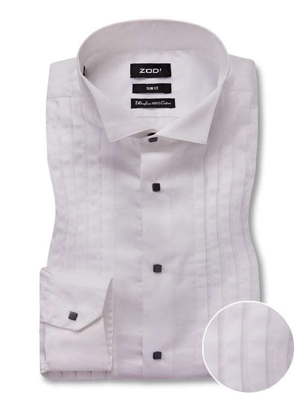 Buy Brosnan White Wing Collar Slim Fit Full Sleeve Single Cuff Cotton  Tuxedo Shirt | Zodiac  Zodiac Finest Quality Clothing