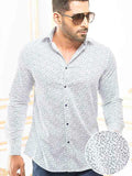 Cali Blue Printed Full Sleeve Single Cuff Slim Fit Party Wear Blended Shirt