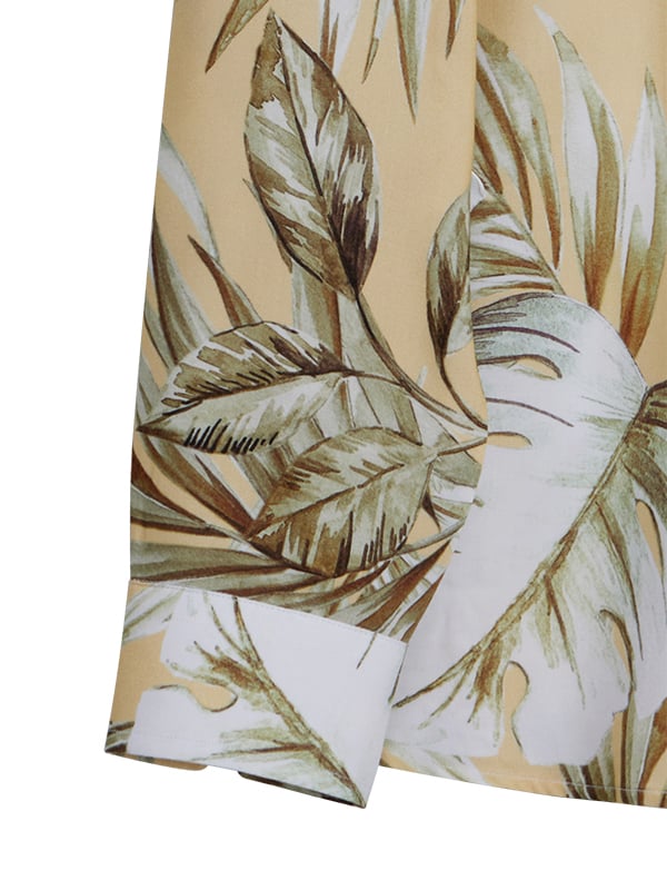 Chico Cream Printed Full Sleeve Single Cuff Slim Fit Party Wear Viscose Shirt