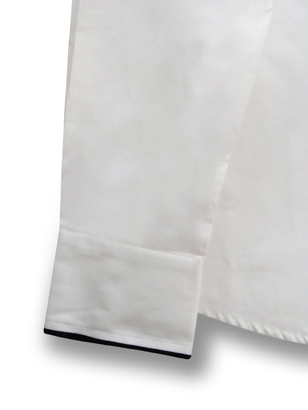 Costa White Solid Full Sleeve Single Cuff Slim Fit Party Wear Blended Shirt